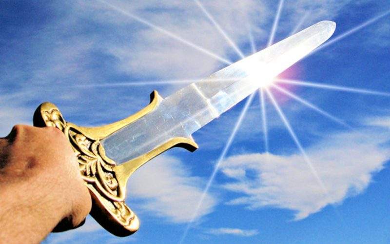 the sword of the Spirit brightly lit